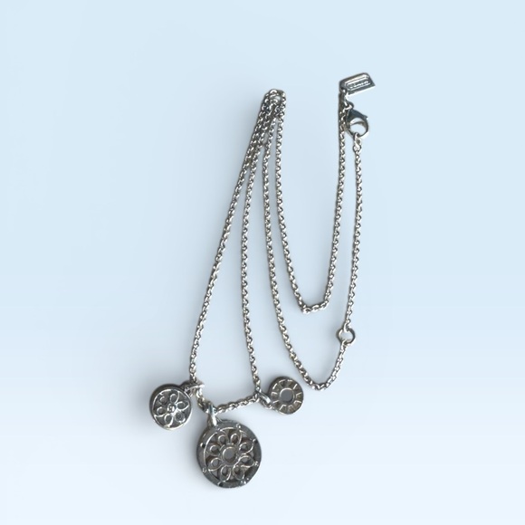 Coach Sterling Silver 925 Triple Pendant Necklace - Picture 3 of 6